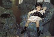 Mary Cassatt The little girl in the blue Sofa Spain oil painting artist